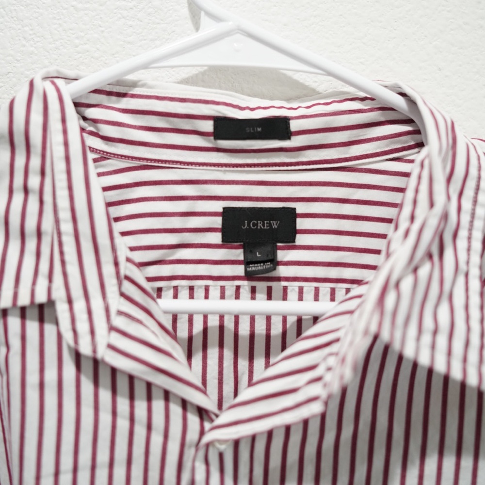 Red vertical-striped slim J.Crew Button Down Shirt